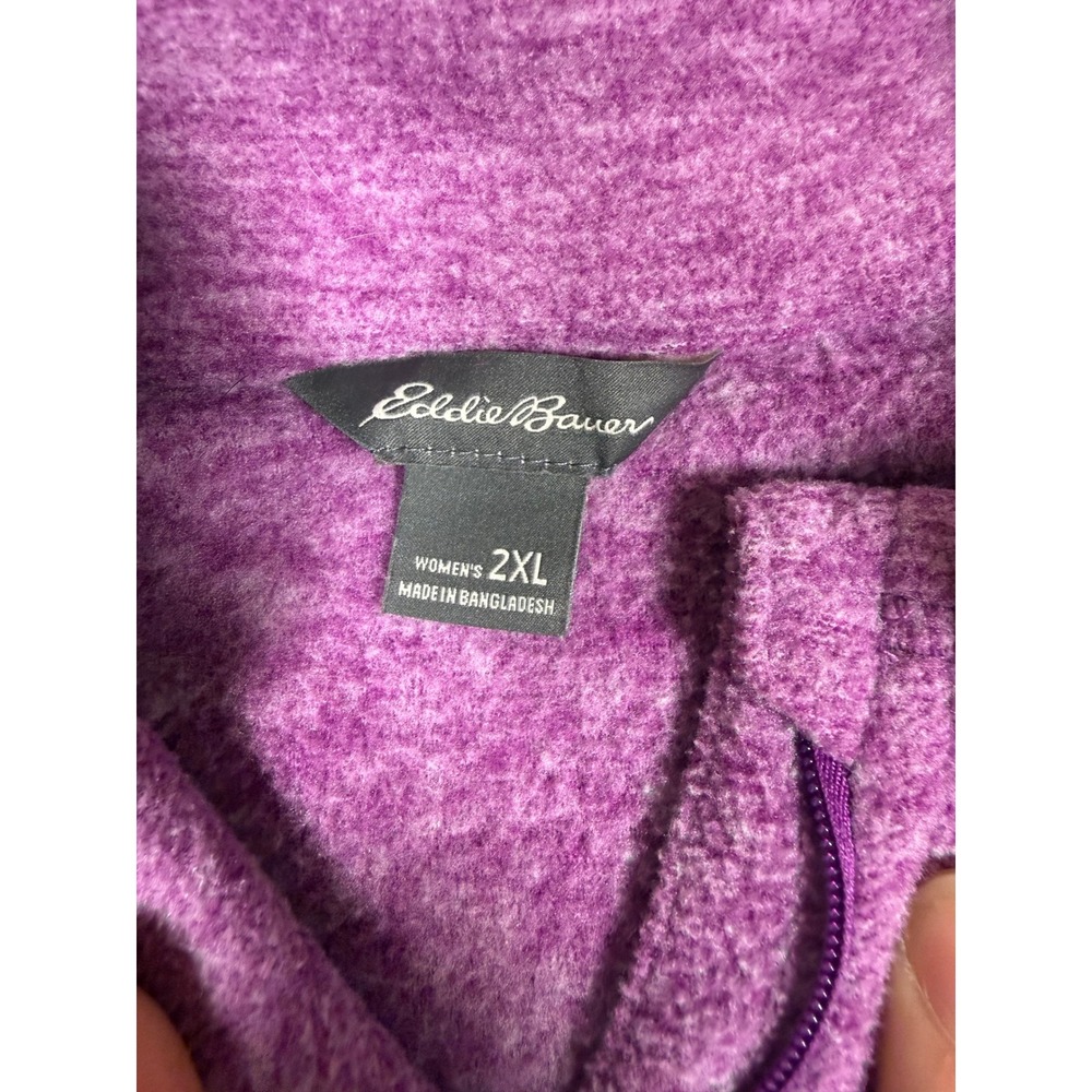 Eddie Bauer Womens 2XL Purple Heathered Quarter Zip Fleece Pullover Sweater - Picture 2 of 8